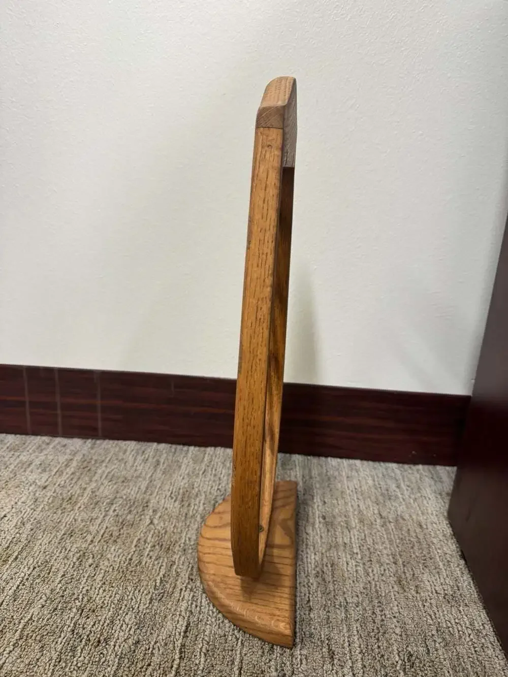 Vintage Oak Teardrop harp Shaped Wooden Earring Jewelry Display Stand